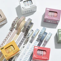 5rollsbox creative masking tape set basic pattern washi tape diy scrapbooking diary journal stationery