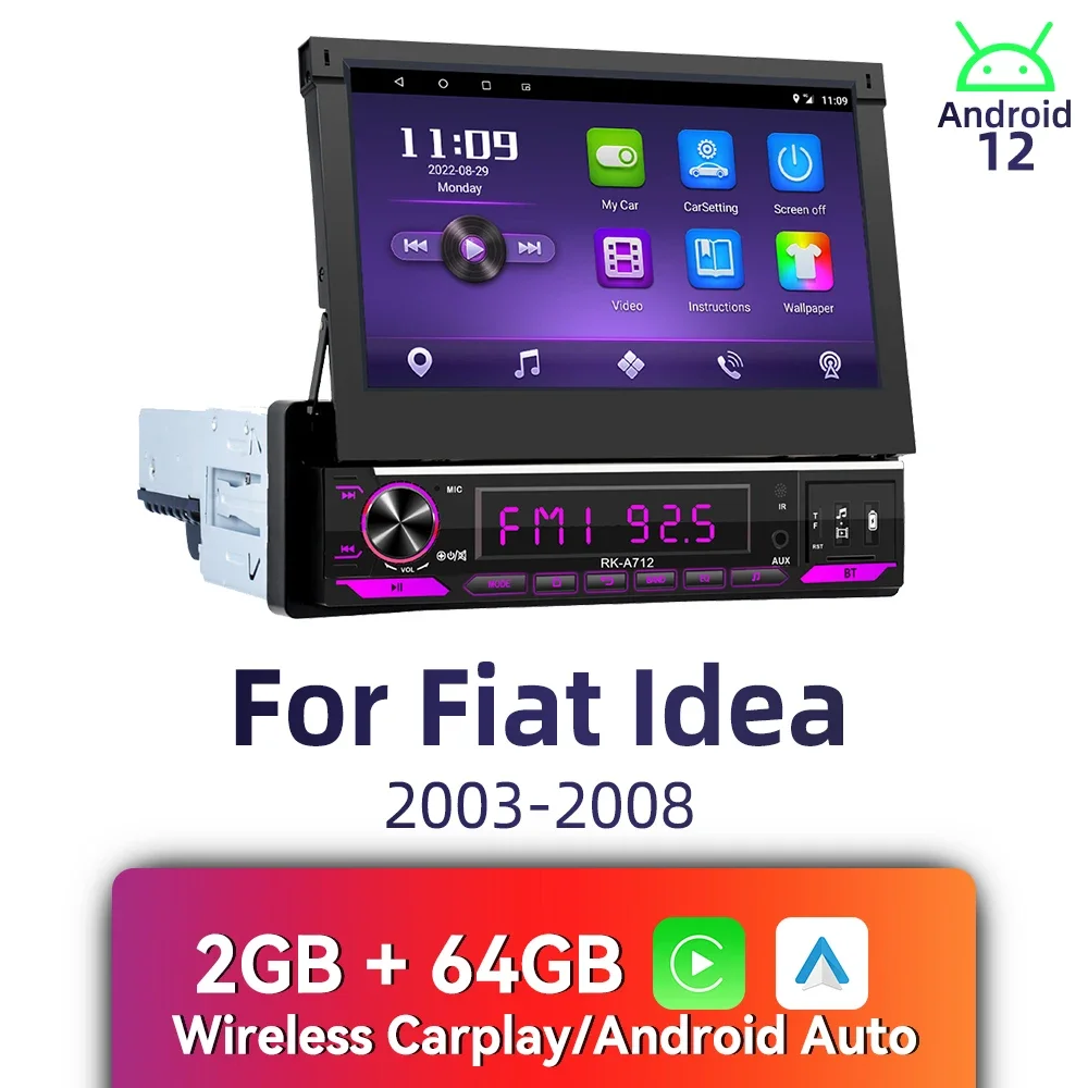 Автомобильный мультимедийный плеер Carplay выдвижной экран 7 дюймов Android 1 Din радио