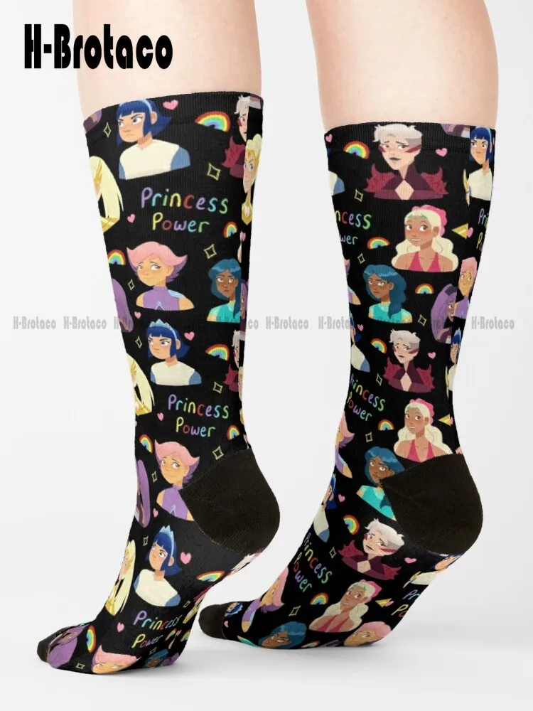 

She-Ra Princess Power (Black) Socks Black Football Socks Comfortable Best Girls Sports Harajuku Gd Hip Hop Cartoon Casual Art