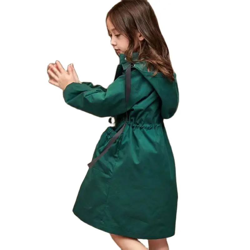 

Длинное пальто для девочек MODX, однотонная модная ветровка с капюшоном, верхняя одежда для маленьких детей на осень, куртка для девочек 15