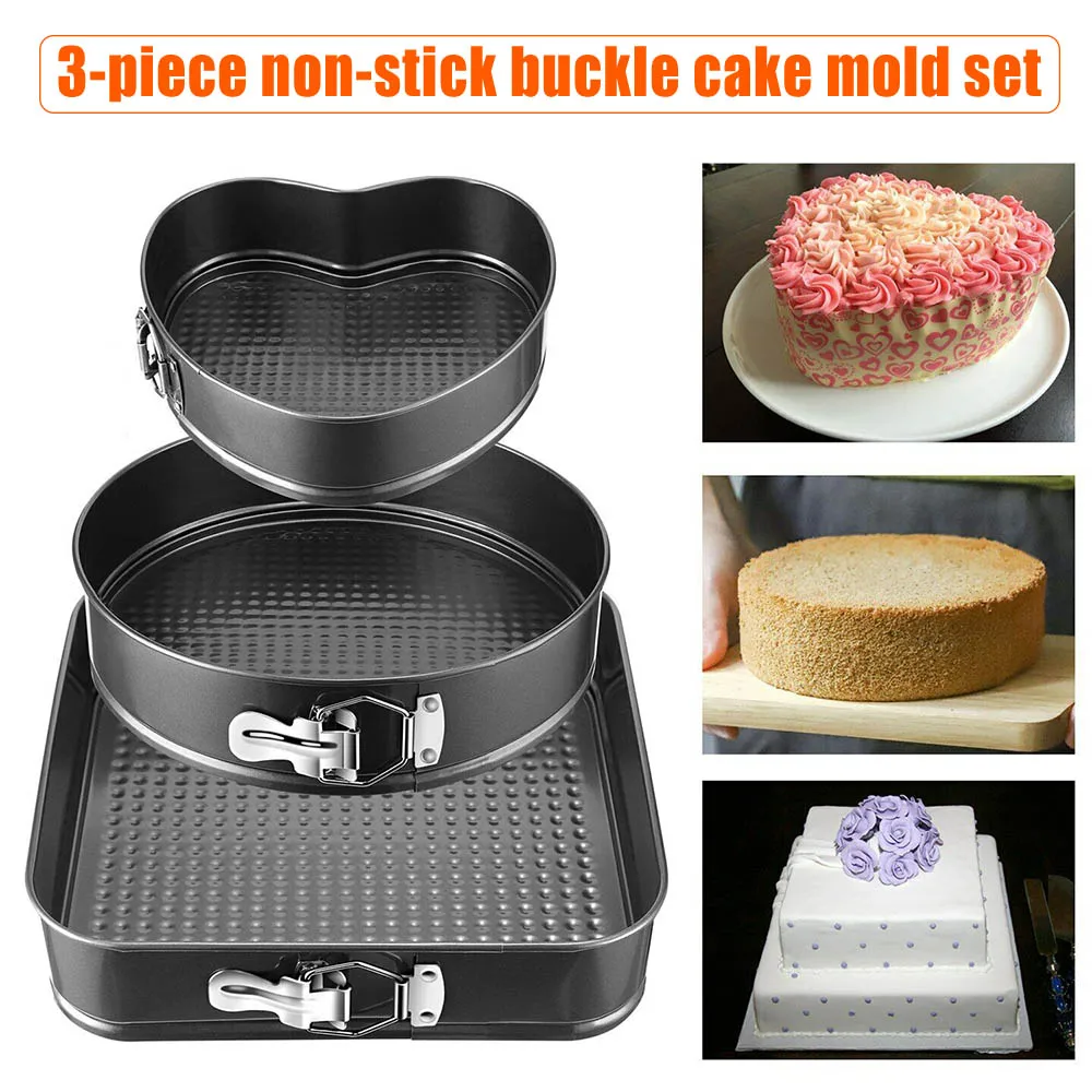 

3pcs/set Non-stick Cake Pan Baking Spring Form Coating Pan Mold Baking Tool Diy Detachable Mould Kitchen Supplies