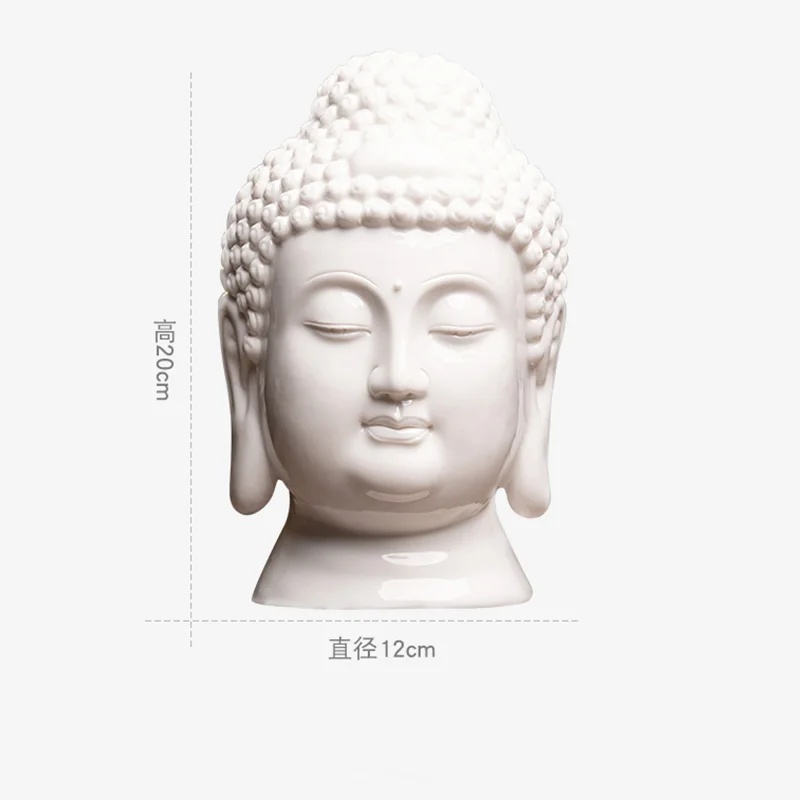 White Ceramic Home Decoration White Porcelain Buddha Head Sculpture Crafts Chinese Living Room Entrance Wine Cabinet Decoration images - 6
