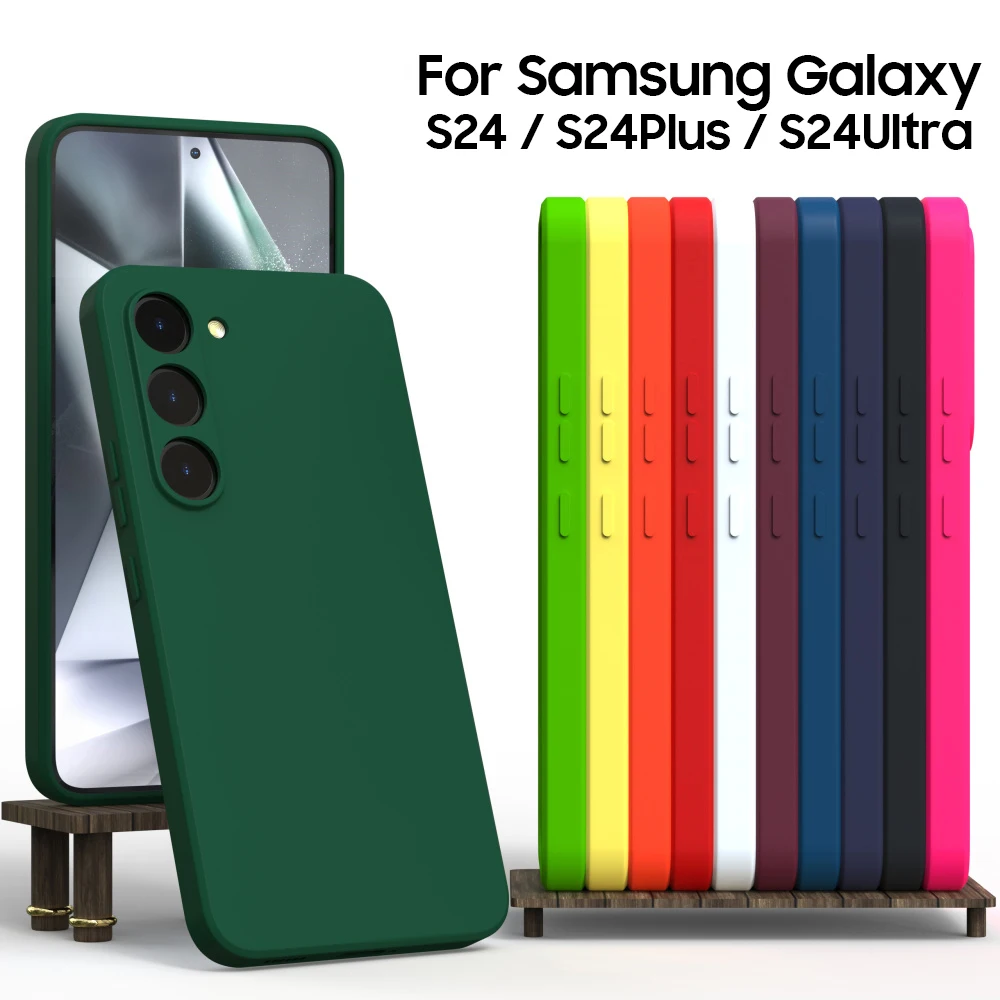 Шелковистый оригинальный силиконовый чехол для Samsung Galaxy S24 S22 S21 Ultra Plus мягкий на