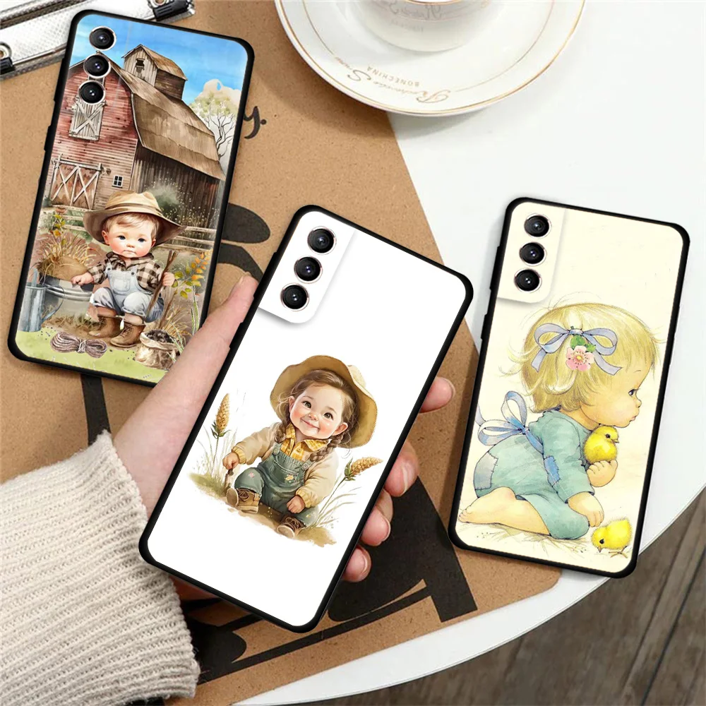 

Милый чехол для маленького мальчика и девочки для Samsung Galaxy S22 S23 S20 FE S21 Ultra S10 S9 S8 Plus S10e S7 Edge, Модный мягкий чехол для телефона