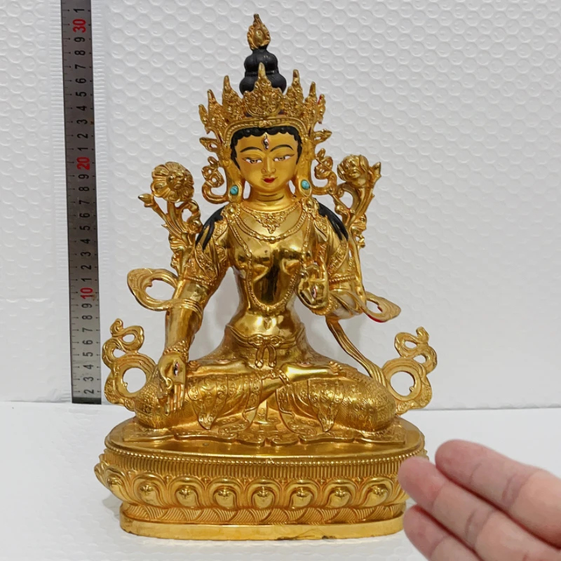

large Wholesale Buddhist Item GOOD gilding copper Tara GUAN YIN Buddha statue HOME family protection worship Buddha 51% OFF