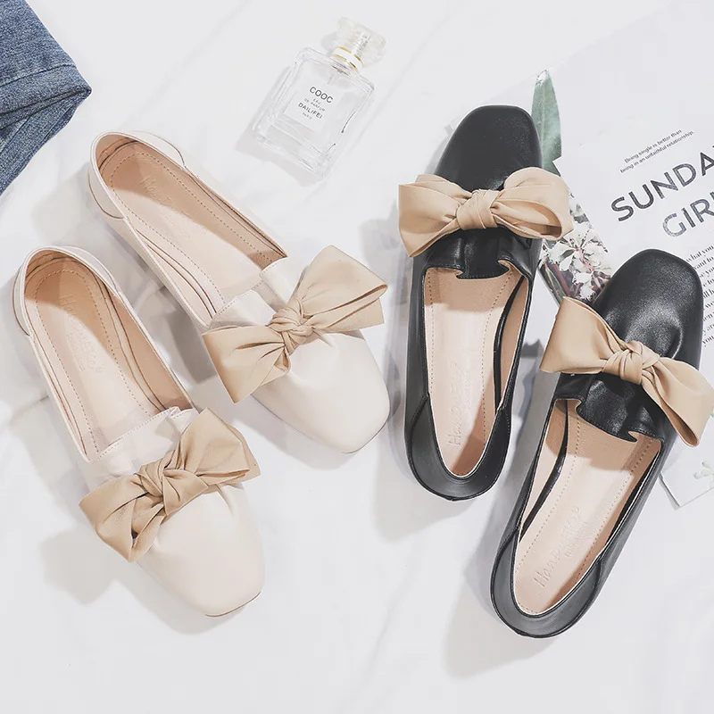 

Fashion Butterfly-knot Loafers Women Flats Chic Ladies Office Shoes Comfortable Slip-on New Spring Women Shoes Big Size 43