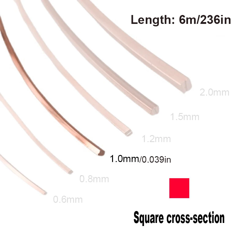 

Медная квадратная проволока для украшений 0,6 мм, 0,8 мм, 1 мм