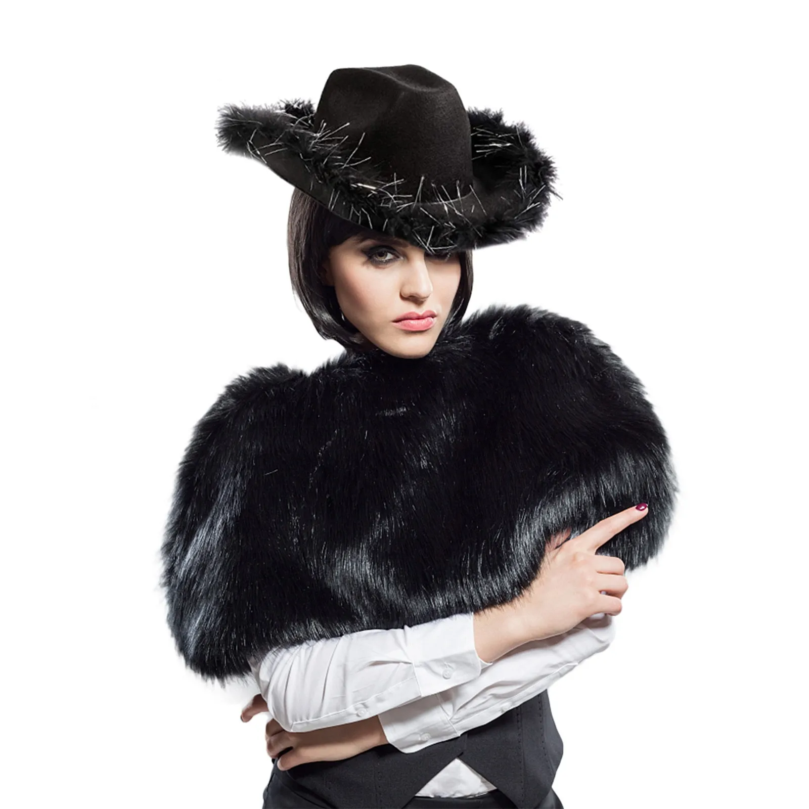 

Women Fashion Sequin Fluff Cowboy Hats Party Boater Hat Trilby Caps Apparel Accessories 2023