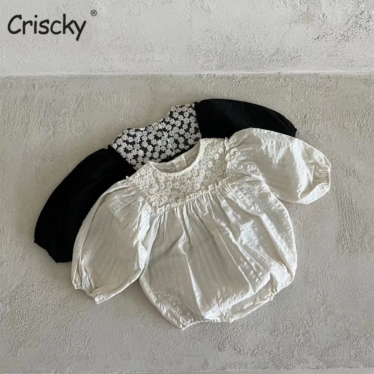 

Newborn Baby Toddler Rompers Spring Summer Girls Floral Lace Jumpsuit Kids Long Puff Sleeve Bodysuit Children Clothing