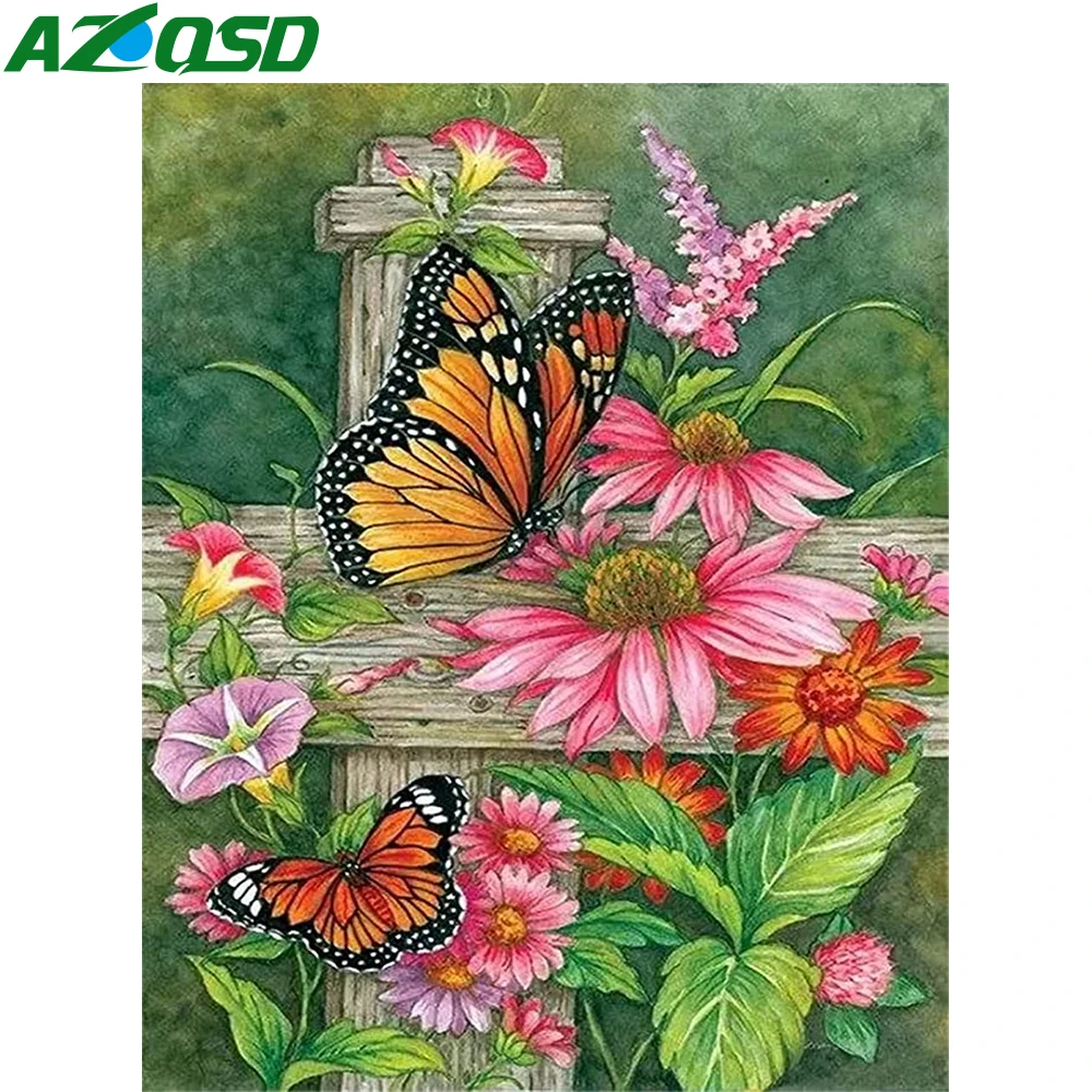 

AZQSD Paint By Numbers For Adults Butterfly Flower Pictures By Numbers Animal Handmade Art Oil Painting For Home 40x50cm Framed