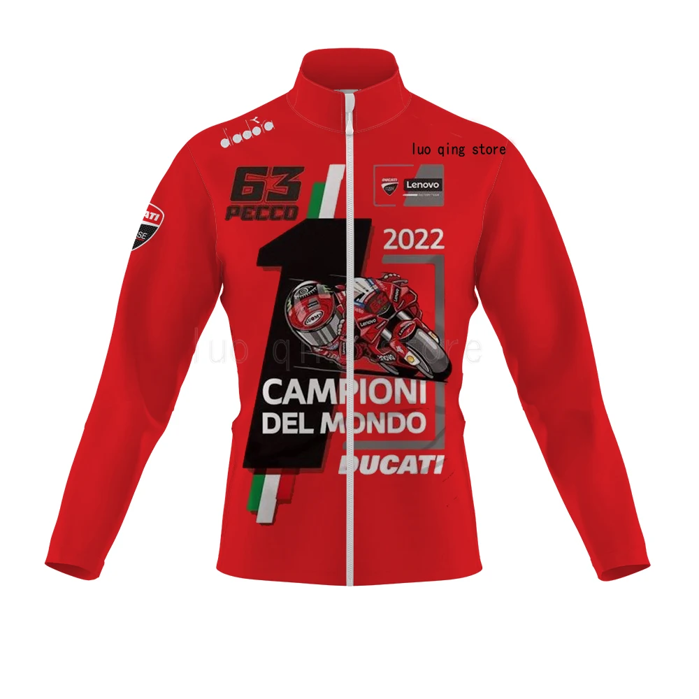 Fashion New Men's Zipper Shirt Printed MOTO GP Motorcycle Enthusiast Cycling Wear Spring Autumn Cool Street Wear Red Loose Tops