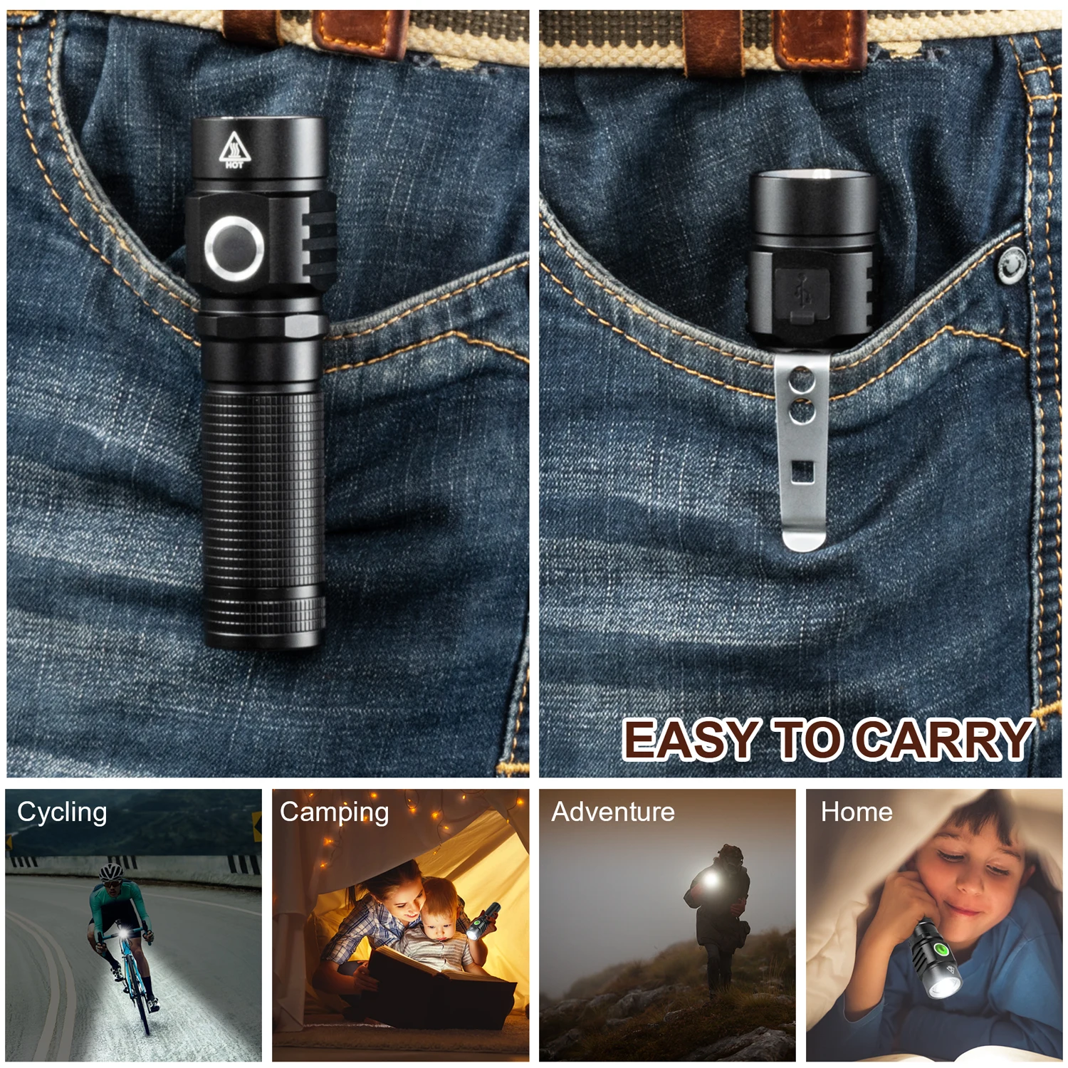 Самый мощный светодиодный фонарик 800 лм с зарядкой от USB использует 18650 батарей