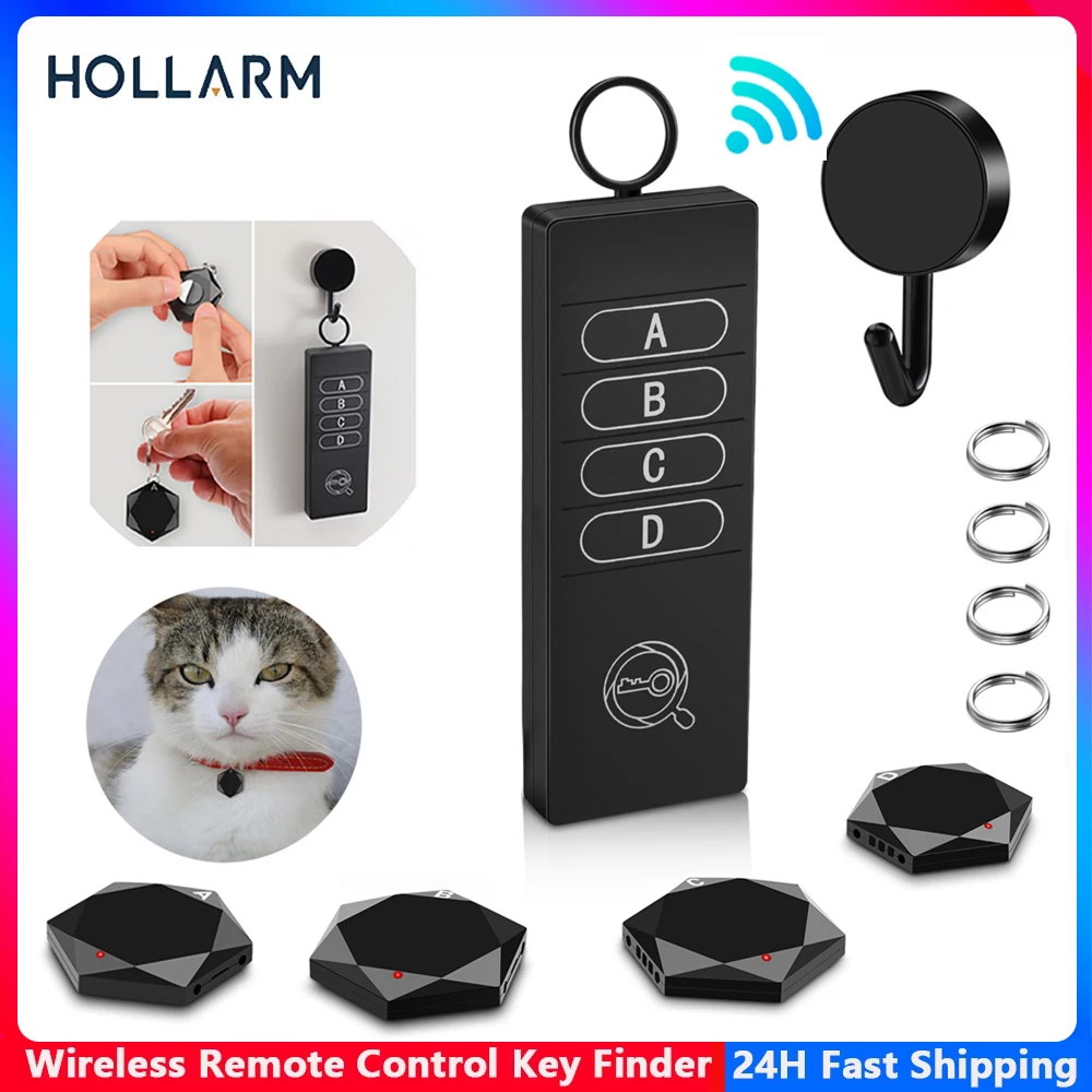 

Беспроводной ключ Hollarm, дистанционный локатор ключей, телефонные кошельки, трекер для домашних животных, кошелек-трекер, анти-потерянные бирки и брелки, 4-приемник