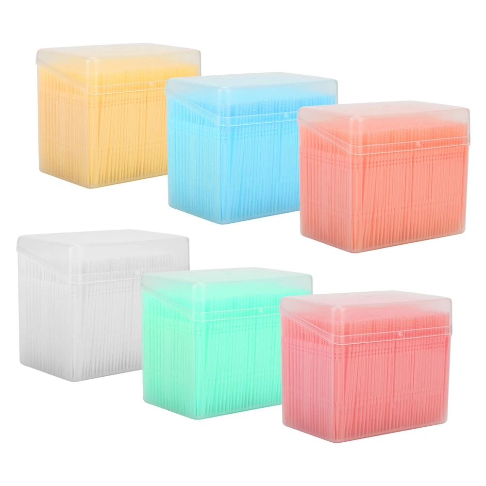 1100Pcs/box Double Head Interdental Brush + Toothpick Oral Care Tools Multi-color Teeth Clean Tartar Removal Tapered Shape - купить по