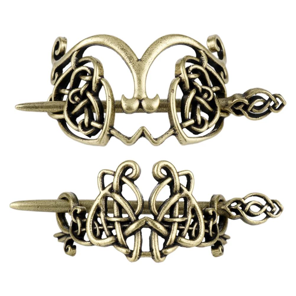 

2 Pcs European American Metal Hairpin Women's Jewelry Braids Stick Clamps