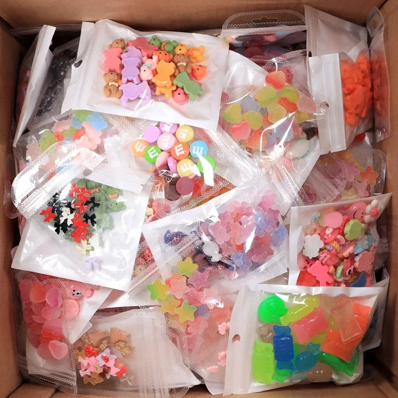 Multi Korean Acrylic Resin Nail Art Charms 3D Cartoon Candy/Bear Nail Decorations DIY Kawaii Accessories Supplies Press on Nails