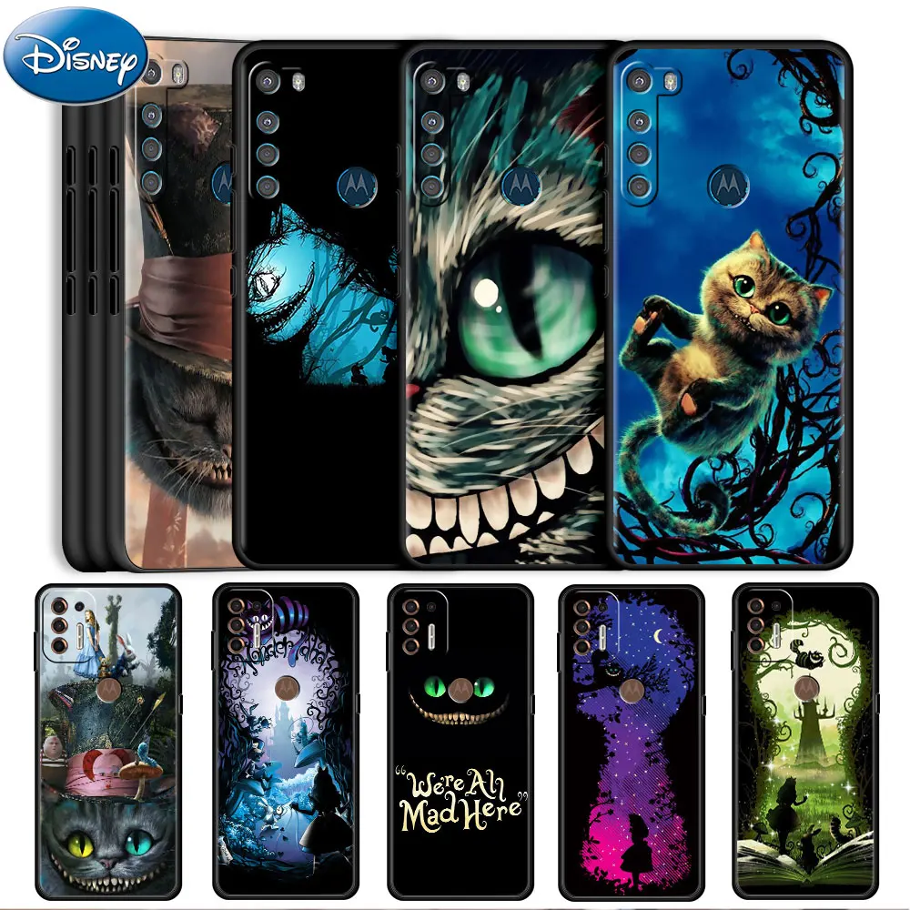

Alice In Wonderland Cheshire Cat Case For Motorola Moto G60 G50 G30 G8 G9 Power One Fusion Plus E6s Phone Coque Silicone Capas