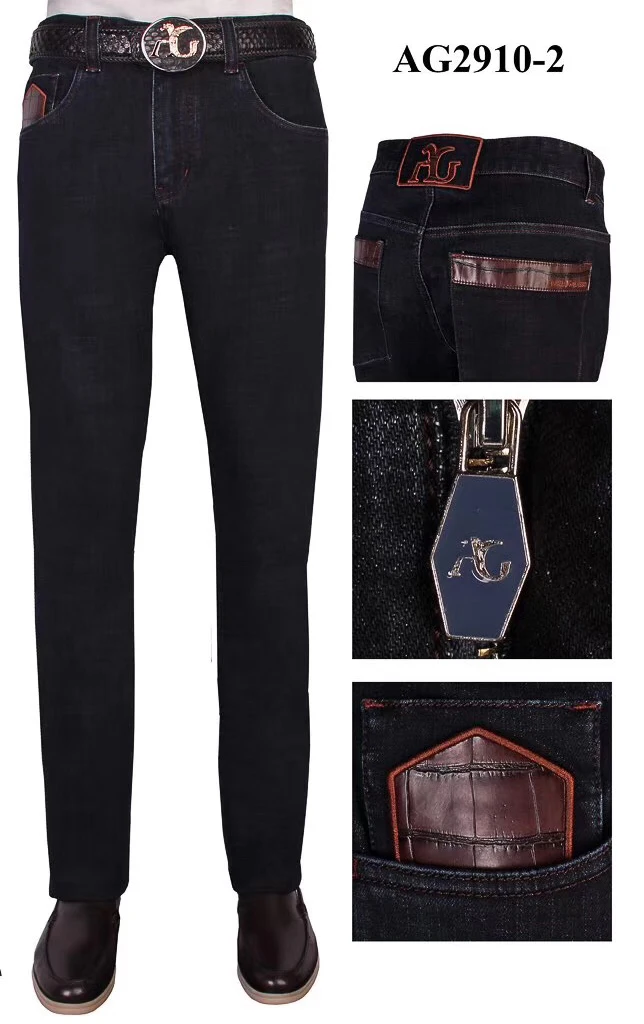 

BILLIONAIRE OECHSLI Jeans Cotton thick leather men 2023 Autumn Winter new Fashion zipper embroidery high quality big size 31-40