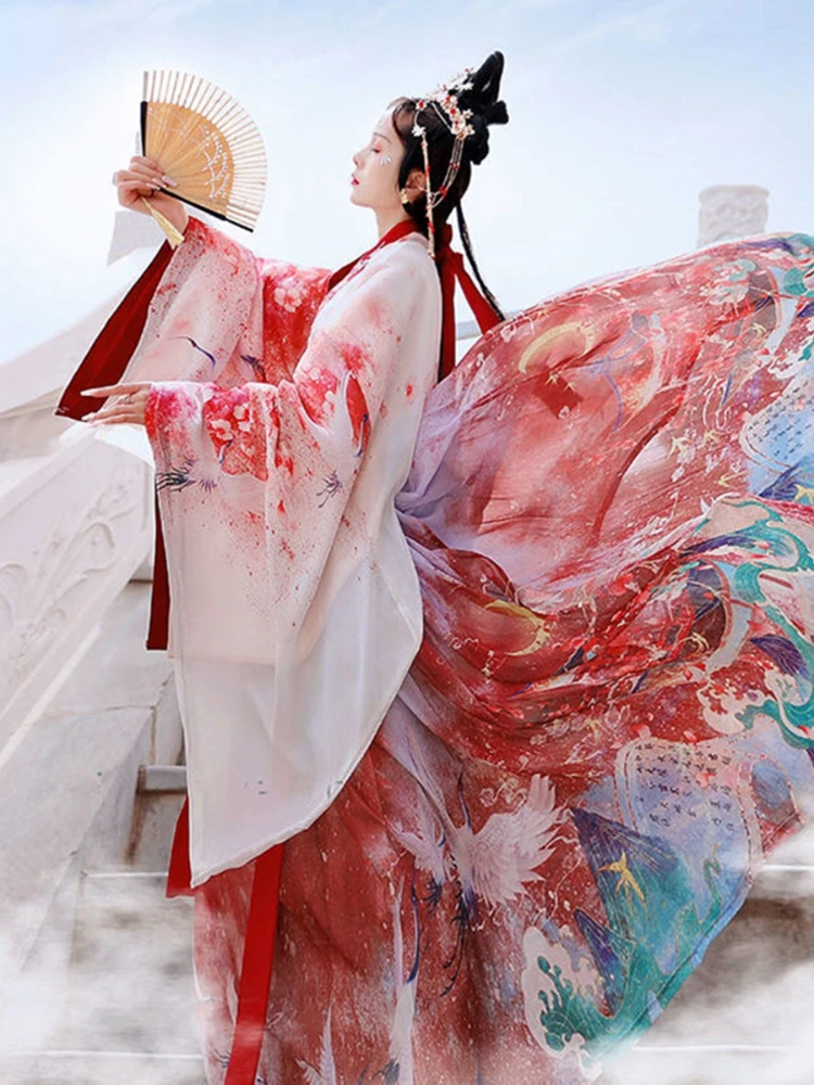 

Halloween Chinese Style Red Hanfu Cosplay Costumes Dresses for Woman Stage Wear Folk Dance Robe Hanfu Dress Spring and Autumn