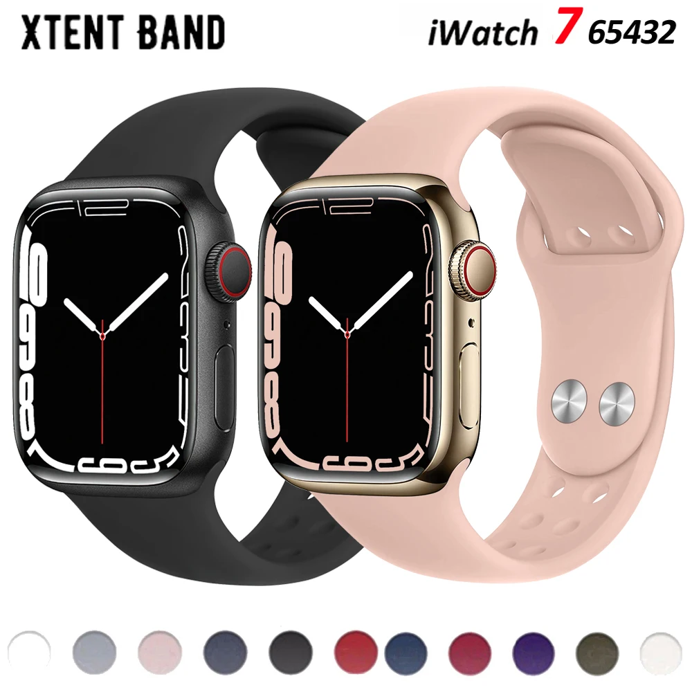 Ремешок силиконовый для Apple Watch Band 44 мм 40 45 41 42 38 браслет с двойной пряжкой IWatch Series 6