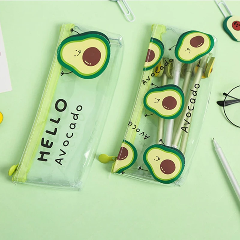 

Kawaii Pencil Case Avocado Pencilcase Pen Bag Student School Supplies Stationery Accessories Makeup Brush Toiletry Storage Bag