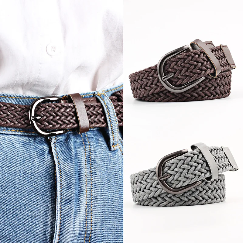 

103cm Women Casual Stretch Waistband Twist Woven Wax Rope Braided Waistband Classic Ladies Twist Wax Cord Braided Belt