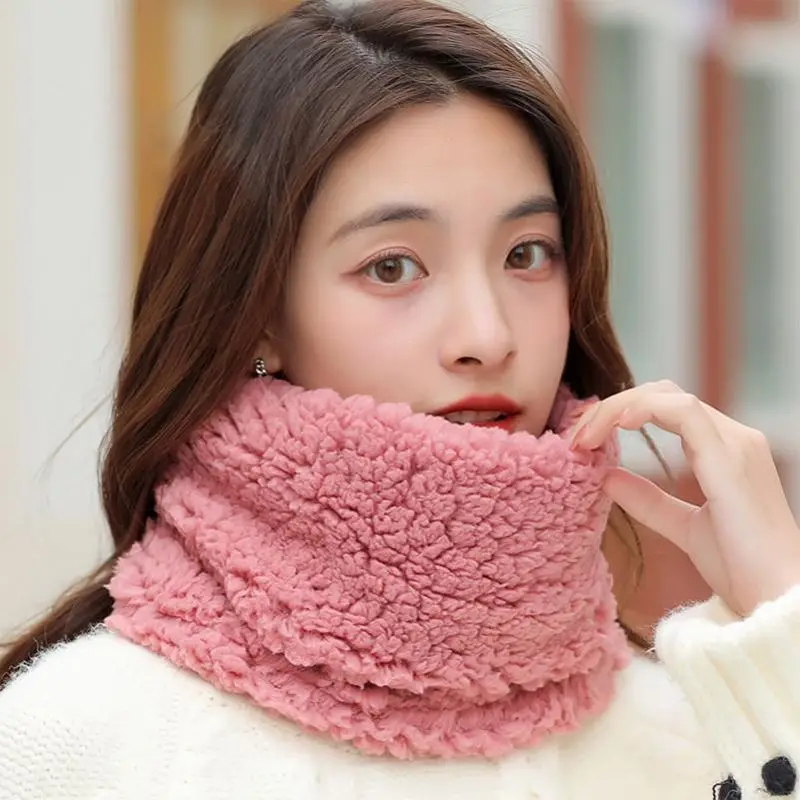 Женский зимний бархатный утепленный плюшевый шарф для защиты шеи из ягненка