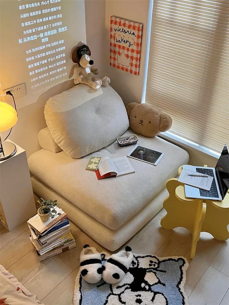 

Nordic Fried Glutinous Rice Cake Stuffed with Bean Paste Fabric Sofa Small Apartment Living Room Balcony Tatami Tofu Block Cream