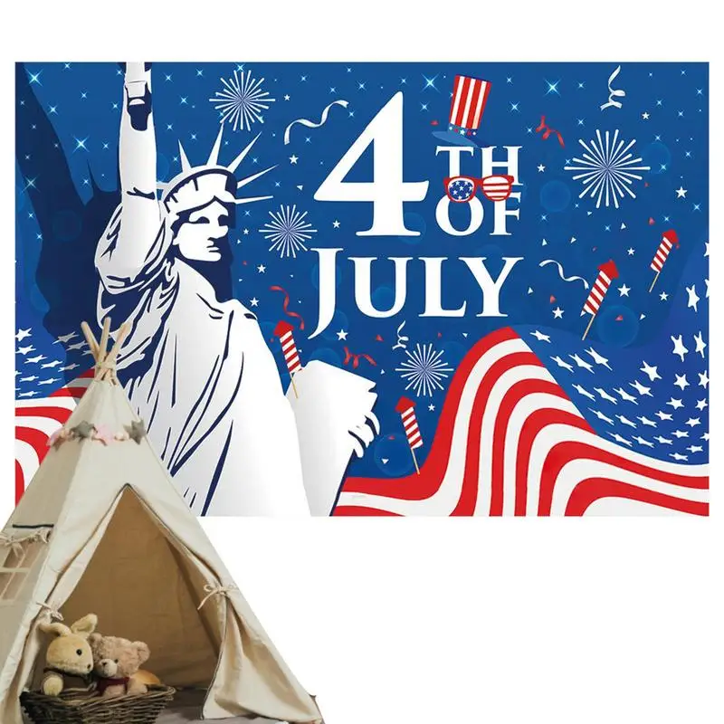 

4th Of July Background 115x180cm American Flag Statue Of Liberty Door Cover Stars And Stripes Patriotic Decor For Party Photo