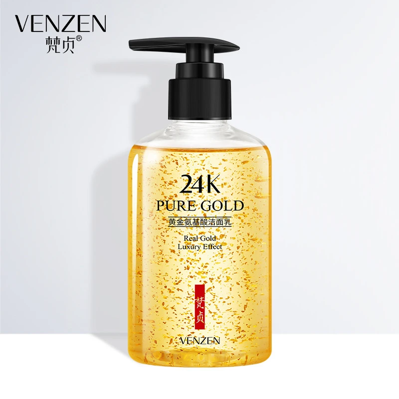 Amino Acid 24K Gold Facial Cleanser Deep Cleansing Moisturizing Oil Control Cleaner Mild Cleansing Gel Skin Care Face Washing