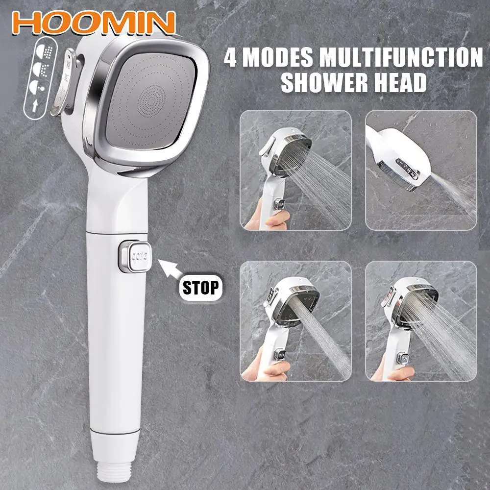 

Bathroom Supplies Water Saving Shower Nozzle Adjustable with Switch High Pressure Shower Head 4 Modes