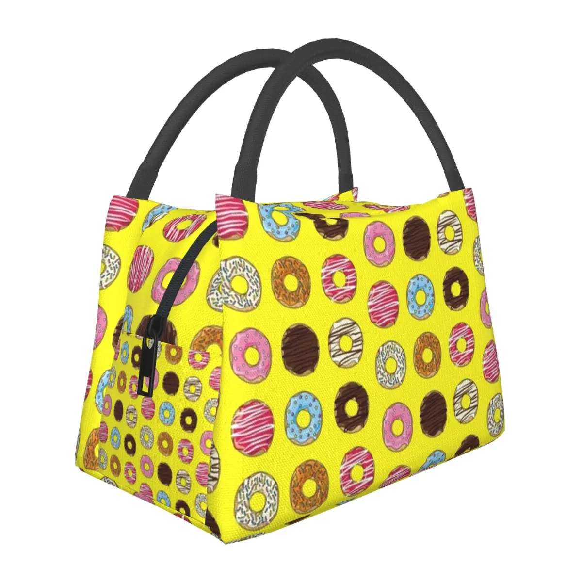 

Dreamy Doughnut Lunch Bag Color Food Print Portable Insulated Lunch Box Outdoor Picnic Cooler Bag Casual Oxford Tote Food Bags