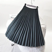 neploe hong kong style vintage skirts woman solid color pleated skirt female high waist large hem autumn winter new mujer faldas