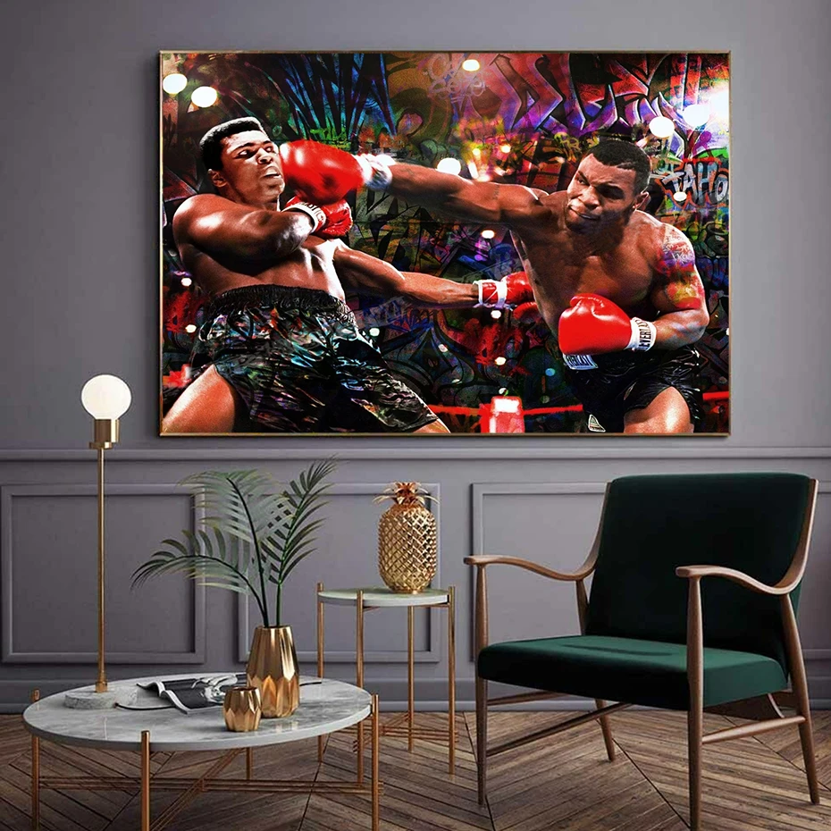 

Graffiti Canvas Painting Classic Boxing Match Boxing Champion Butterfly Step Posters and Prints Wall Art Memento for Living Room