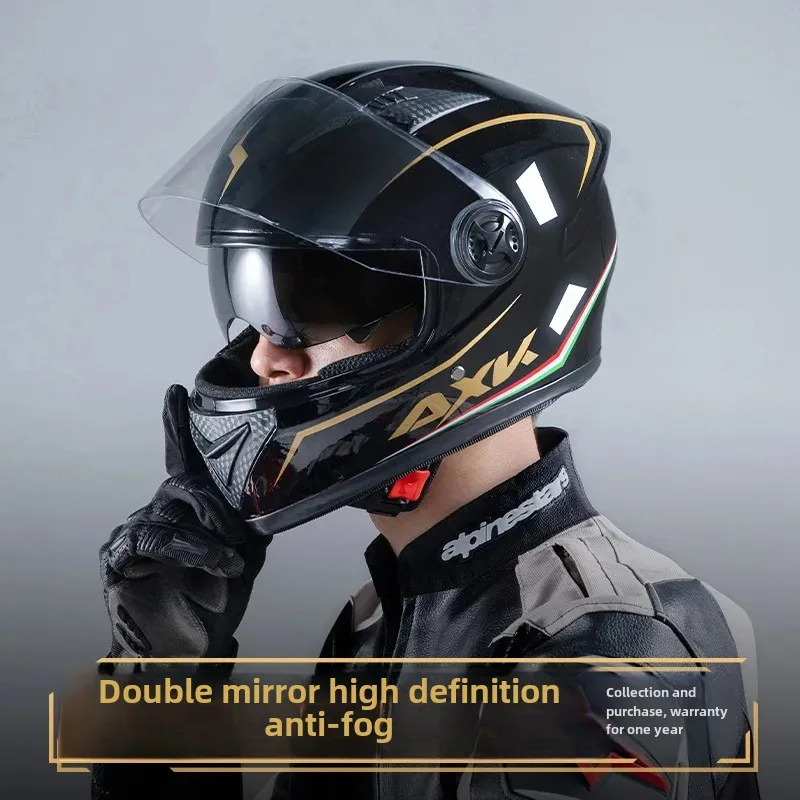 Зимний теплый мужской электрический мотоциклетный шлем анфас защитный (домашний