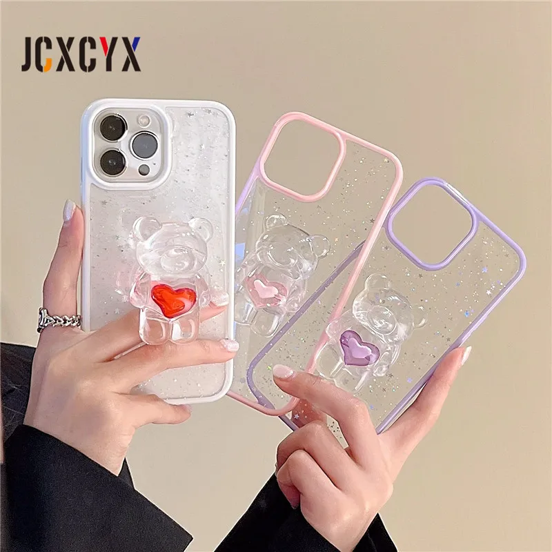 Мягкий прозрачный 3D-чехол с подставкой и кольцом-держателем для iphone 13 Pro Max 12 11 XR X XS