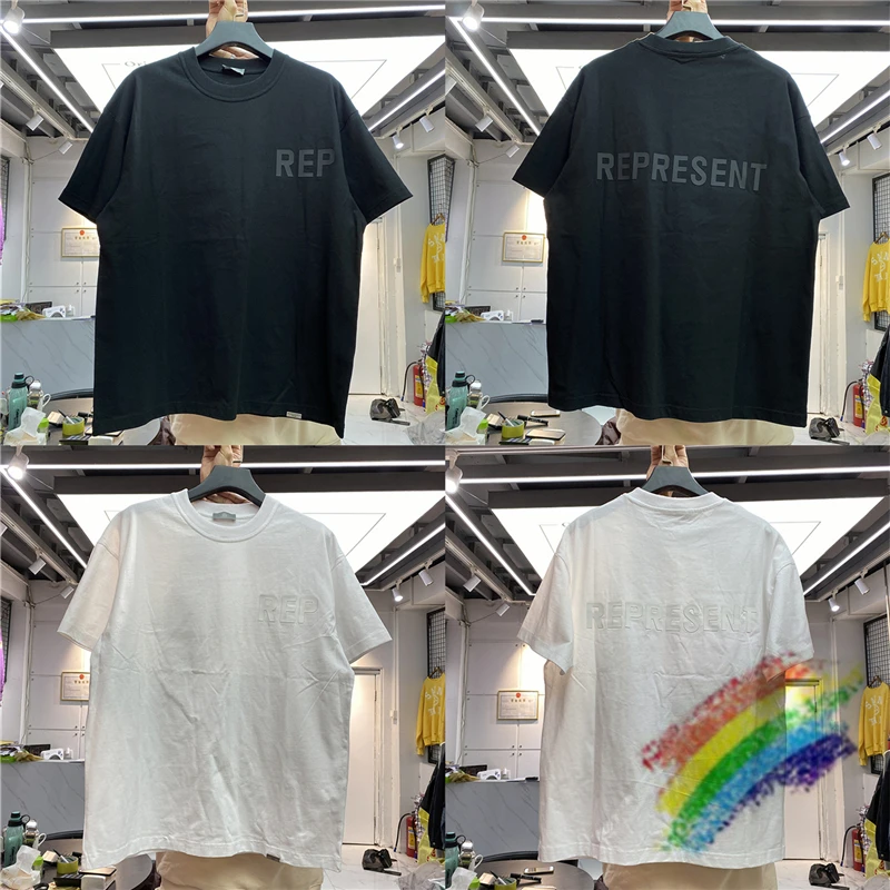 

2022ss Double Rep Represent T Shirt Men Women Best Quality Metal Represent Man Bar T-shirt Tops Print Letter Short Sleeve