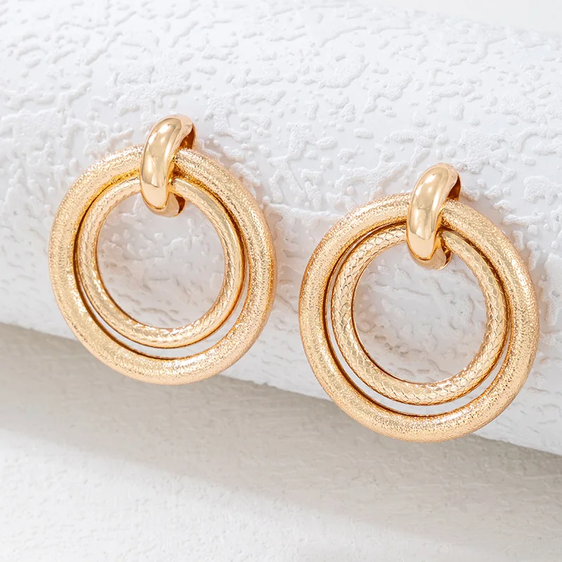 

Korean Fashion Simple Personality Vintage Earrings Geometric Hundred Circle Earrings Earrings Female Jewelry Trend luxury