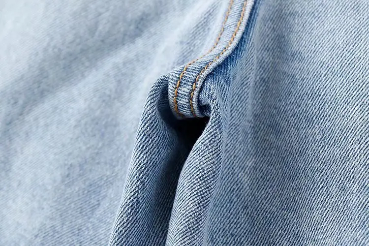 Elmsk Ins Fashion Blogger High Street American Retro Solid Color Washed Whiskered Shorts with Holes Mom Denim Bermuda