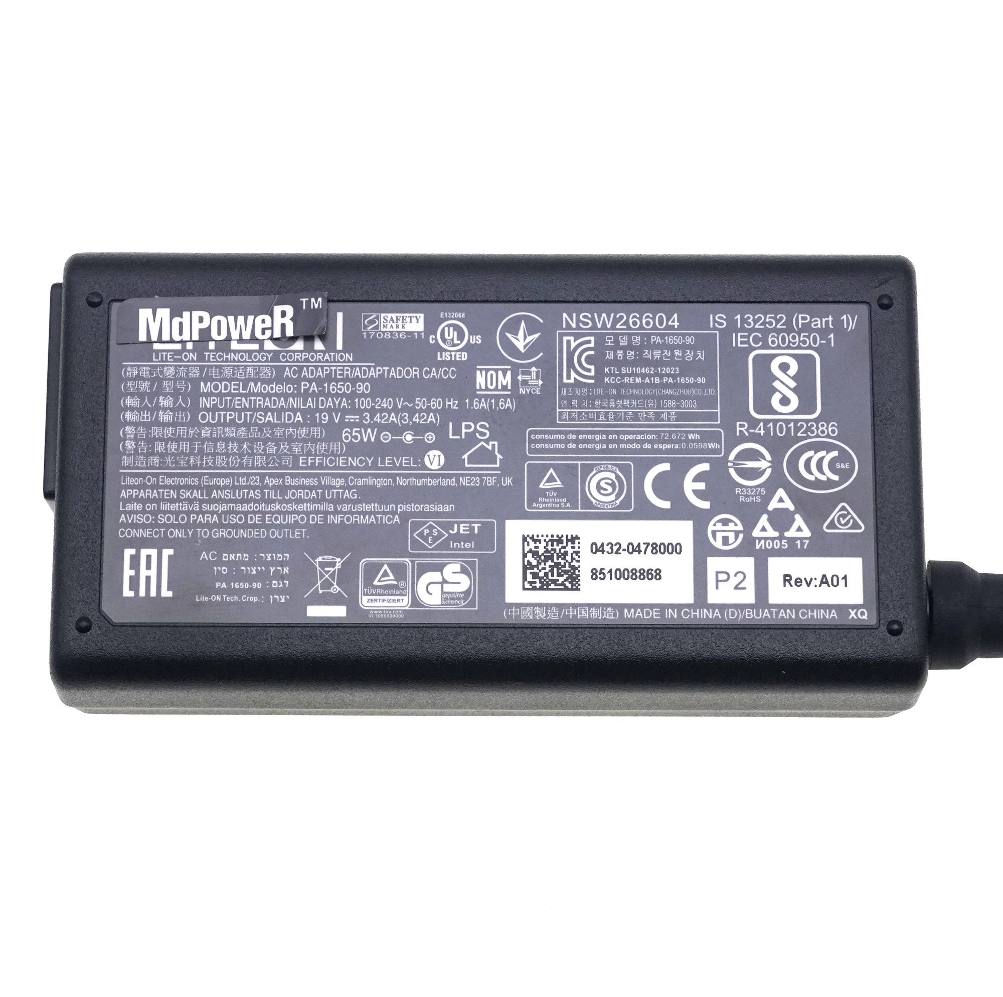 Фото Оригинальное зарядное устройство LITEON PA-1650-90 19 В 3,42 А 65 Вт PA-1650-91 для ноутбука ASUS TOSHIBA Satellite INTEL NUC №3
