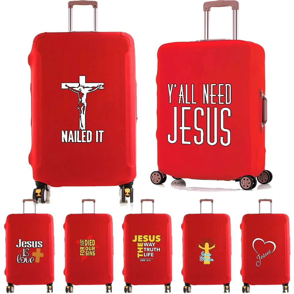 Luggage Elastic Protectives Cover for 18-32 Inch Trolley Case Travel Accessories Protector Covers Jesus Print Dustproof Suitcase