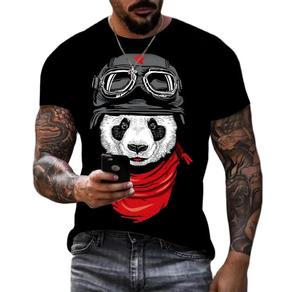 

Summer 3D Printed Men's Top Fun Animal Panda T-shirt Hip Hop Style Plus Size Short Sleeve Street Harajuku O-Neck Pullover