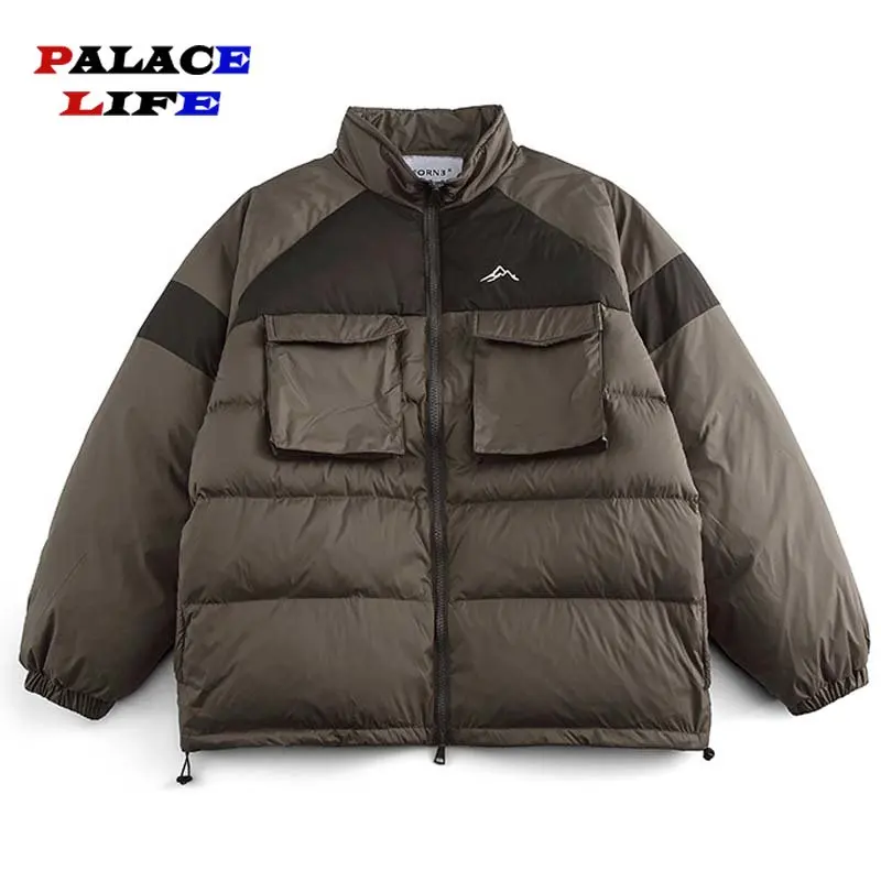 Japanese Winter Men White Duck Down Jacket Patchwork Thick 2022 NEW Male Warm Parka Windproof Top Quality Big Pocket