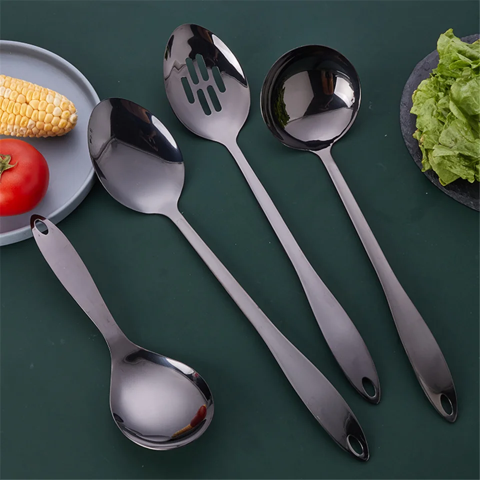 

Stainless Steel 8pcs Cooking Utensils Set Rice Spoon Loafing Spoon Shovel Long Handle Kitchen Set Cooking Kitchen Tool Set