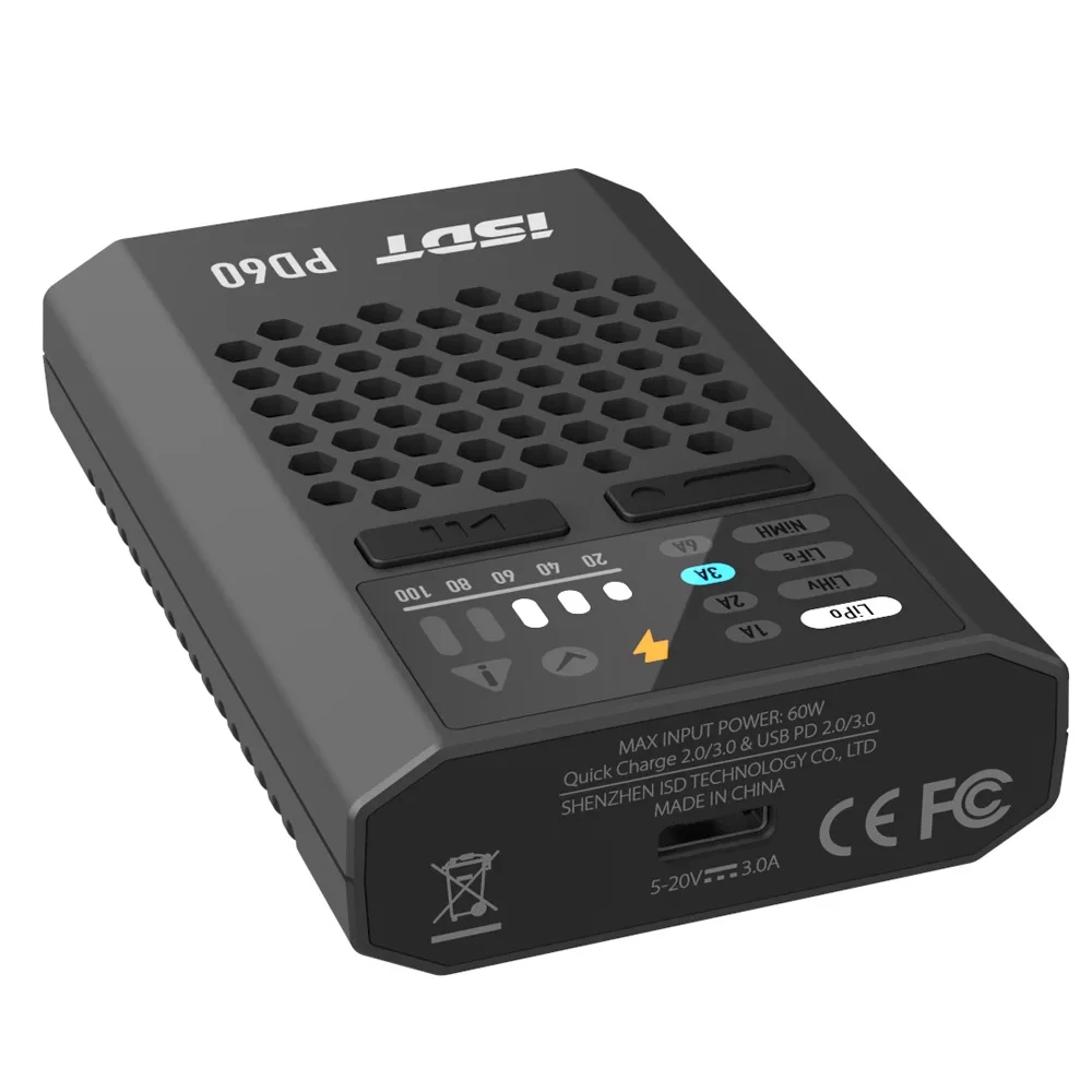 ISDT URUAV PD60 60 Вт 6A Тип-C Входной аккумулятор Баланс FPV Зарядное устройство для 1-4S Lipo