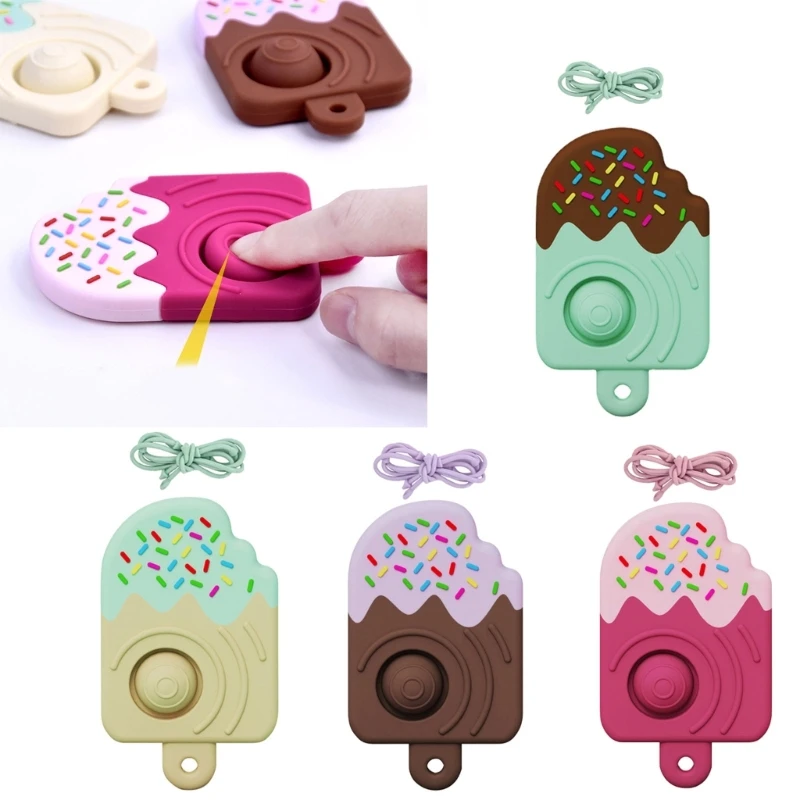 

Soft Silicone Baby Teething Toy Popsicles Shaped Sensory Toy Flexible Teether with Lanyard for Babies 6-12-18-24 Months