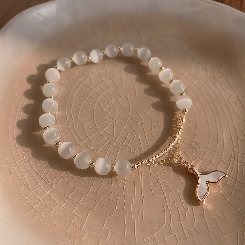 

ins wind super fairy fish tail opal bracelet female design sense niche beaded bracelet high-end feel hand jewelry
