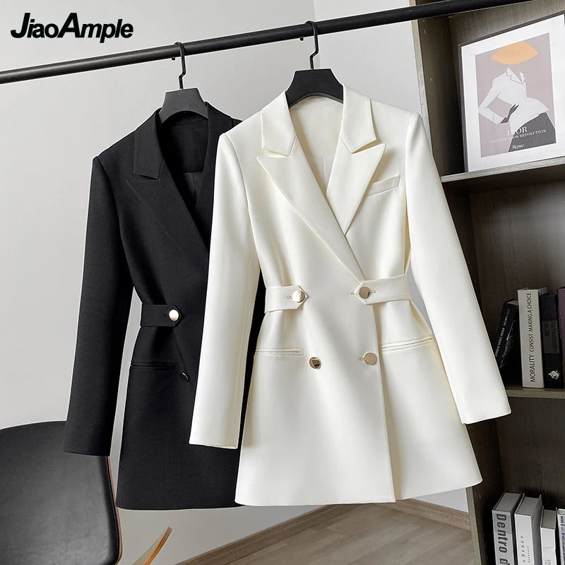 

Women's Spring Autumn Blazer Office Lady Elegant Solid Double Button Suit Coats 2022 New Jacket Female Graceful Work Clothing