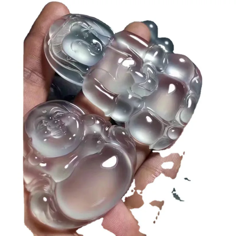 Натуральный полностью зеленый Подвеска Будды из нефрита и ледяного с