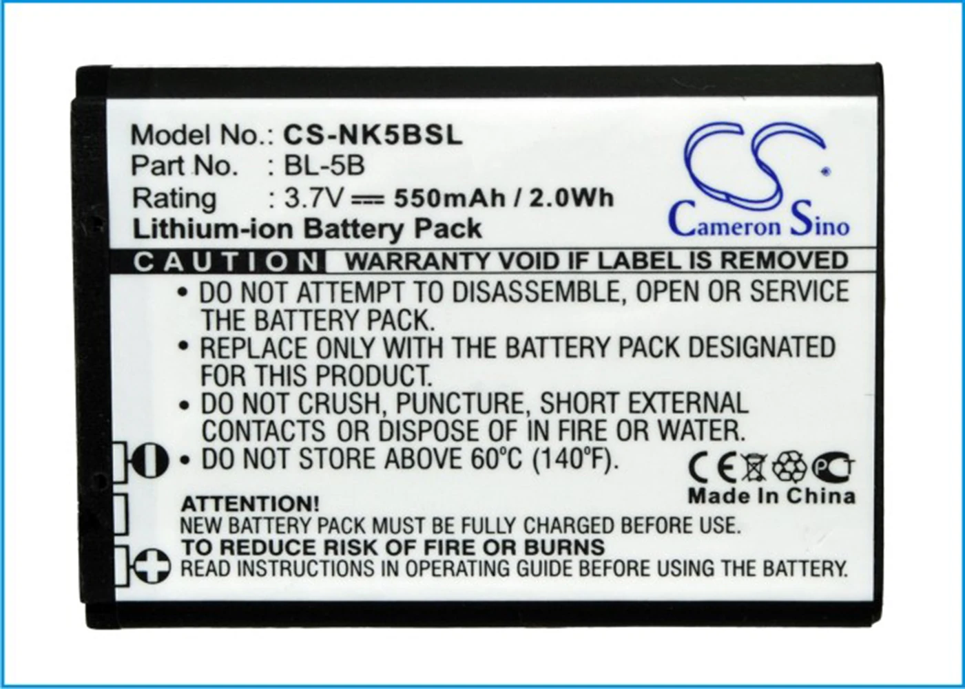 

Cameron Sino 550mA Battery for iSpan DDV-965 BTA002